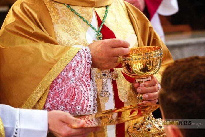 bishop gives eucharist