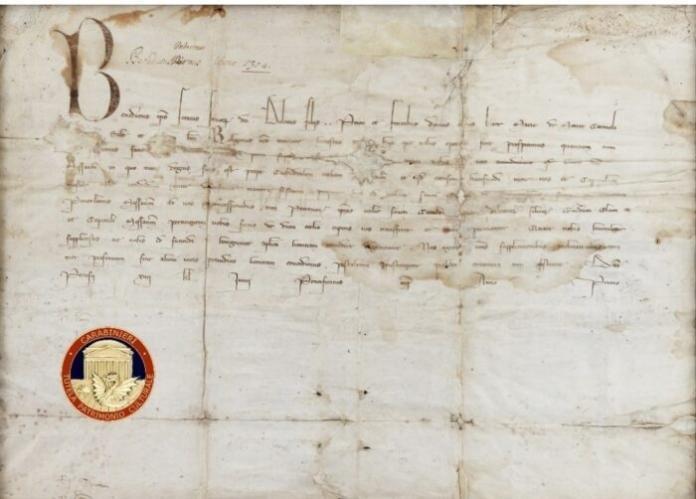 Polícia italiana recupera bula papal do século XVI desaparecida há mais de cem anos