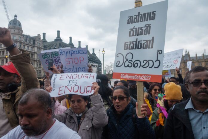 Sri Lankans protest in London.