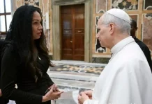 AI and Big Tech Under Fire: How Profit-Driven Platforms Are Enabling Child Exploitation, Forced Labor, and Tragic Youth Suicides Megan Garcia, a young mother whose son committed suicide after consulting an AI chatbot, meets with Pope Leo XIV at the Vatican. (photo: Megan Garcia / Megan Garcia and NCregister)