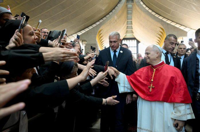 Pope Leo's meeting with bishops, priests, consecrated persons, and pastoral workers in Harissa, Lebanon (@Vatican Media)