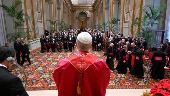 Pope Leo Meeting members of the Diplomatic Corps (Credit Vatican Media)