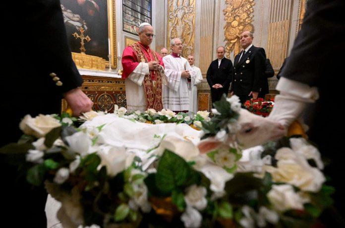 cq5dam.thumbnail.cropped.1500.844 Pope Leo XIV is presented with two lambs on the feast of St. Agnes (Vatican Media)
