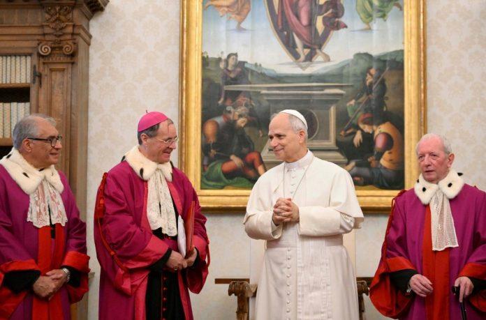 cq5dam.thumbnail.cropped.1500.844 Pope Leo XIV meets officials of the Tribunal of Roman Rota for the inauguration of their judicial year, (@Vatican Media)