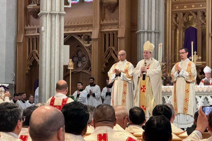 Cardinal Frank Leo at the Chrism mass at St Michael's Cathedral Toronto