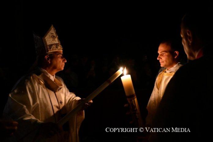 Pope Leo XIV at Easter Vigil (Credit Vatican Media)