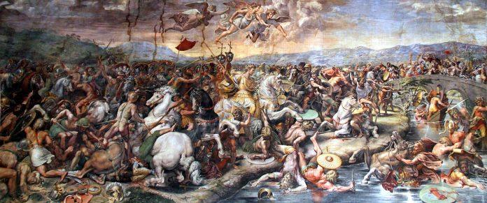 Battle of the Milvian Bridge by Giulio Romano Vatican City, Apostolic Palace (Public Domain Wikimedia commons)