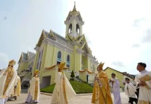 New Church in Phnom Penh Signals Catholic Revival Five Decades After Khmer Rouge Devastation Church leaders and lay Catholics join a procession to mark the consecreation of St. Joseph Church in Phnom Penh, Cambodia, on May 2. (Photo: Apostolic Vicariate of Phnom Penh)