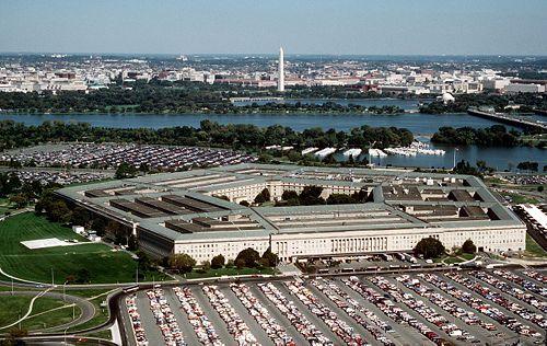 500px-The_Pentagon_US_Department_of_Defense_building The Pentagon, looking northeast with the Potomac River and Washington Monument in the distance. The Tidal Basin is seen just below the Washington Monument. The marina which is visible is in Pentagon Lagoon, which is part of the Boundary Channel of the Potomac River. Trees border the Boundary Channel and exist both on the Virginia shoreline and on Columbia Island (an island in the Potomac River). ("DoD photo by Master Sgt. Ken Hammond, U.S. Air Force." - This photo is available as DF-ST-87-06962 from defenselink.mil and osd.dtic.mil Public Domain Wikimedia)