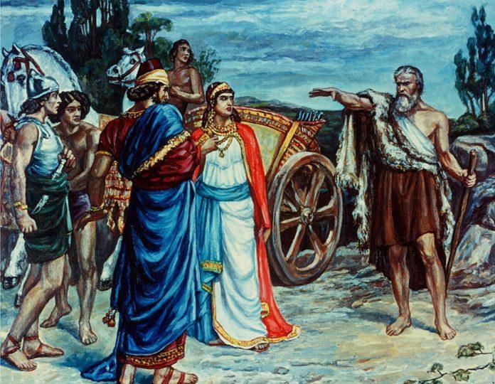 1280px-Jezabel-and-Ahab-Meeting-Elijah-in-Naboth-s-Vineyard Jezebel and Ahab Meeting Elijah, print by Francis Dicksee (Public Domain Wikimedia)