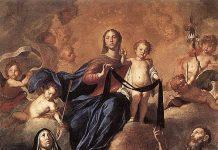 The Brown Scapular of Our Lady of Mount Carmel: A Sign of Protection and Covenant with the Virgin Mary Our Lady of Carmel and Saints ( Pietro Novelli http://santiebeati.it/immagini/?mode=view&album=51875&pic=51875B.JPG&dispsize=Original&start=0, Public Domain, Wikimedia )