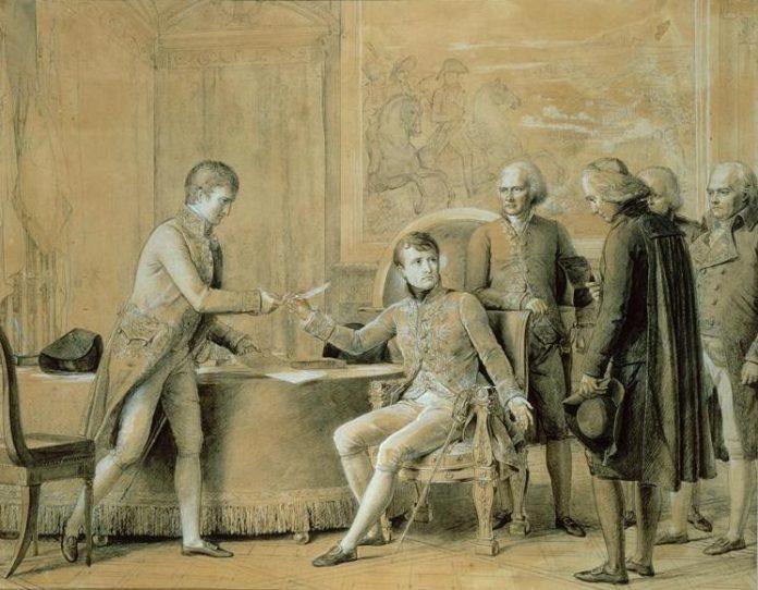 Drawing by François Gérard, Signing of the Concordat between France and the Holy See on July 15, 1801, held at the Louvre in the picture Joseph Bonaparte, le premier consul (Bonaparte), Portalis, Monseigneur Spina, d'Hauterive et Cretet (Public Domain Wikimedia )
